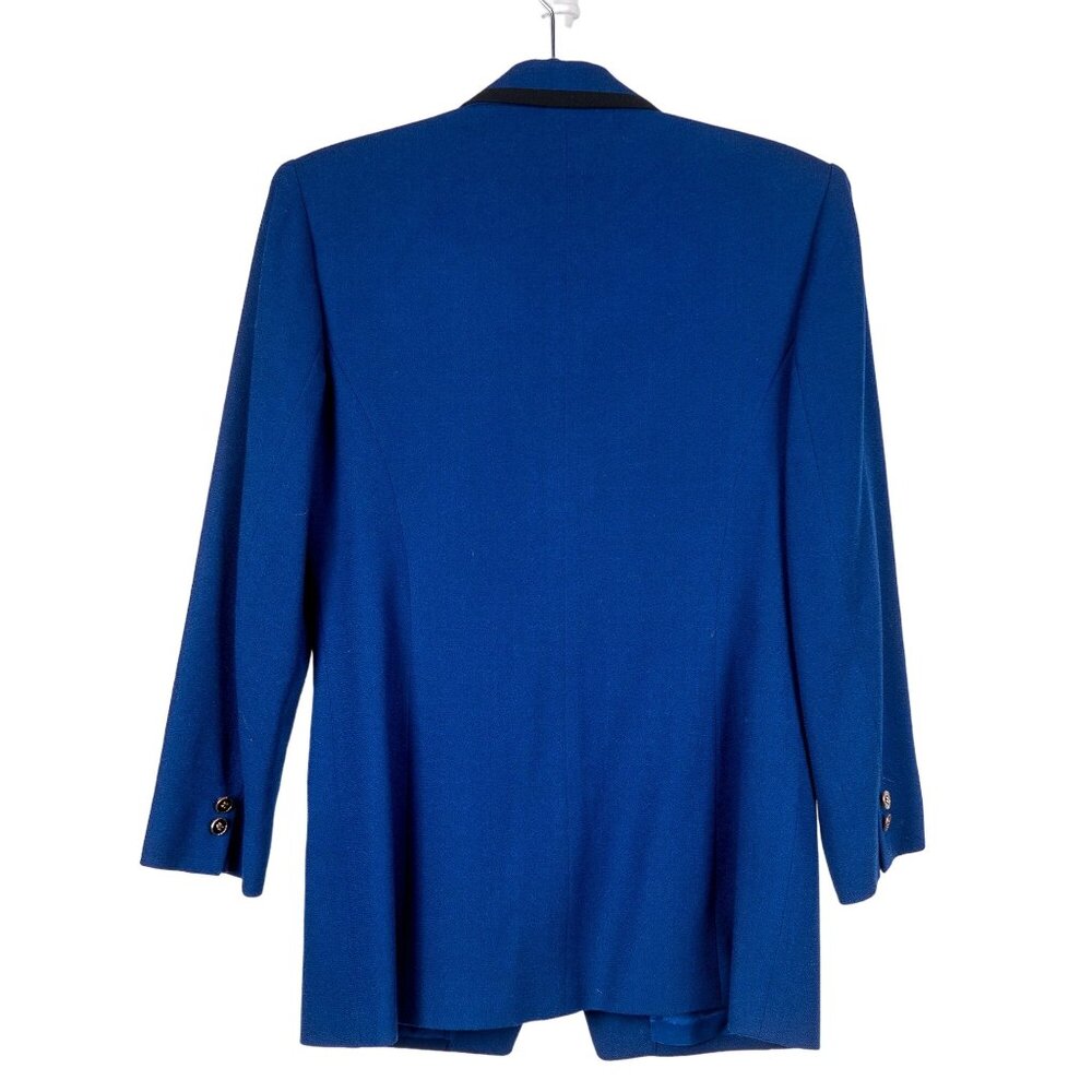 Kasper VTG Wool Jacket 6 Womens Blue Black Piping Button Winter 1980s Pockets - Picture 5 of 6